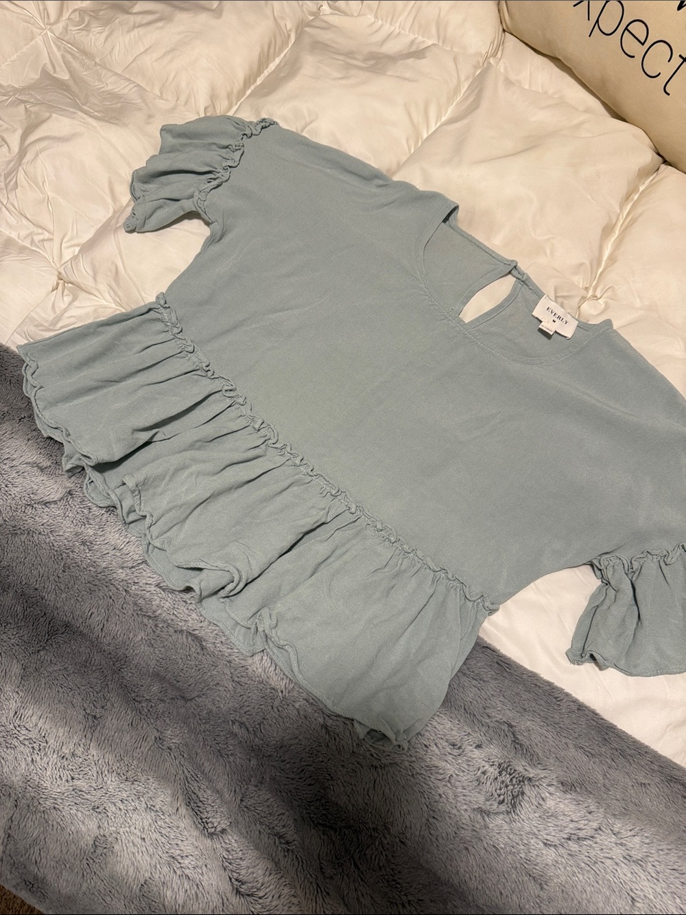 Everly Sage Green Ruffle-Hem Tunic